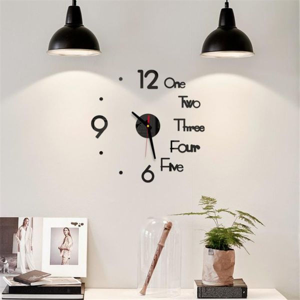 

new 1pc diy mirror wall clock 3d mirror surface sticker home bedroom office decor wall clock 1122#30