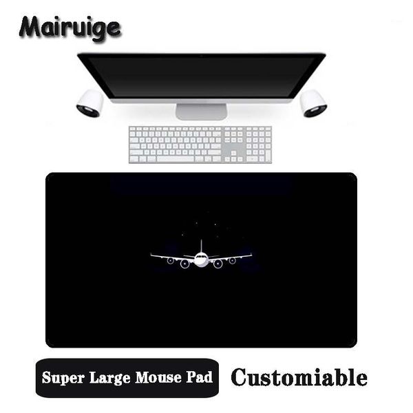 

mairuige big promotion large size multi-size locked mouse pad black background airplane pattern pc computer notebook desk mat1