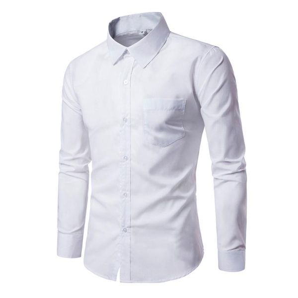 

men's casual shirts haifux 2021 dress shirt men solid color cotton slim long sleeves fashion business male brand xxxl, White;black
