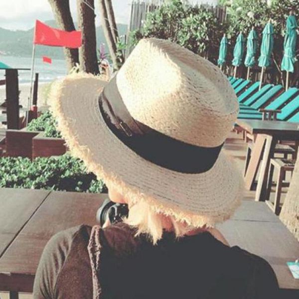 

cokk летние шляпы для женщин соломенная шляпка женский зонт бич hat отпуск широкий брим вс hat sunhat корейской моды дизайн новый кпт wmtlif, Blue;gray