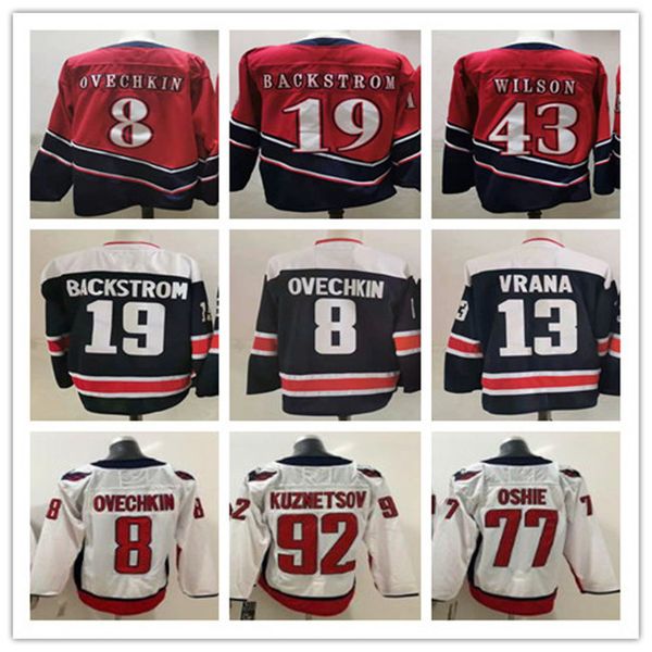 

2020-21 reverse retro alex ovechkin jersey henrik lundqvist nickla backstrom tom wilson t.j.oshie john carlson kuznetsov hockey jerseys, Black;red