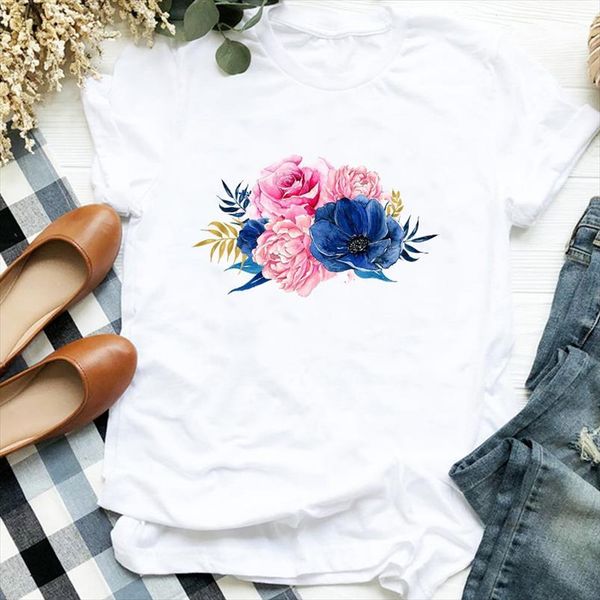 

women lady fashion 90s fashion thanksgiving flower floral 90s t tee womens tshirt female shirt clothes graphic t shirt, White