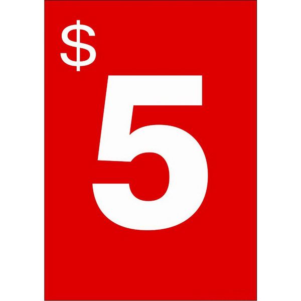 

$5 sign cards poster a6 promotion advertising price tag paper supermarket store ceiling shelf desk counter table banner