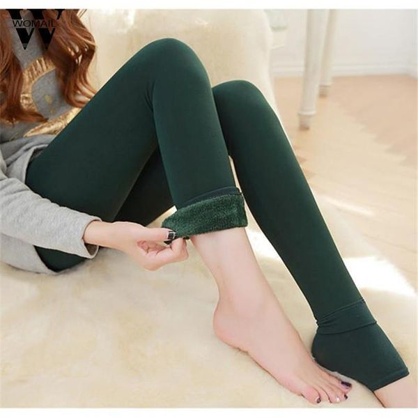 

nov18 amazing lady winter warm legging thickened winter super elastic fleece women leggings solid color drop shipping, Black