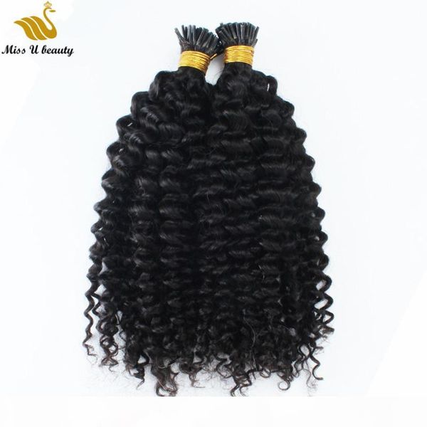 

water wave hair extensions wet and wavy human hair bundles pre-bonded i tip hair extensions natural black color 12-30inch 100g per pack