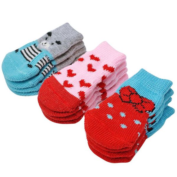 

cute puppy dog shoes anti-slip knit socks small dogs cat shoes chihuahua boots for winter indoor wear slip on paw protec jlljkf