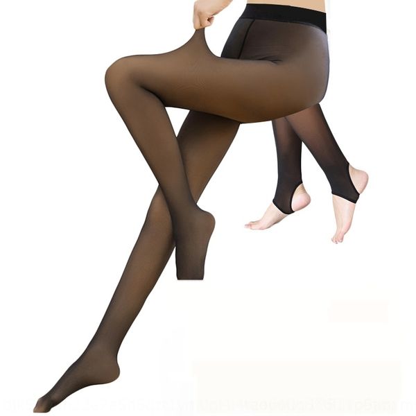 

kebn2 one piece seamless meat through anti leggings step plush fake hook spring and pantyhosepantyhose pantyhoseautumn foot winter women bla, Black
