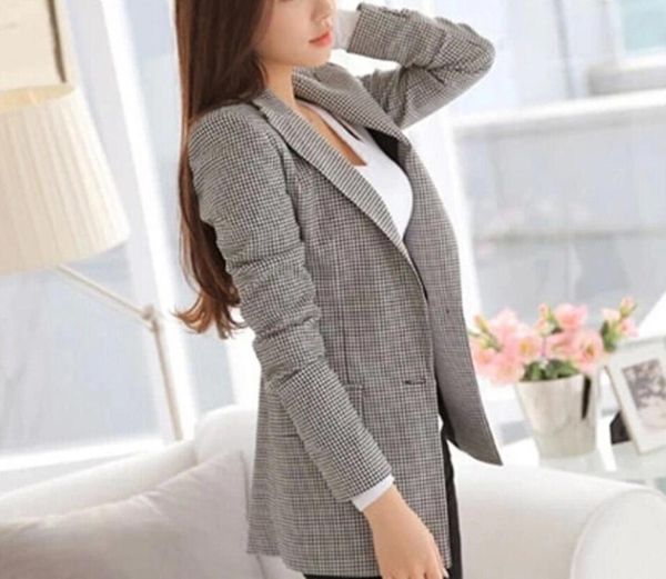 

women's suits & blazers suit ladies coats long-sleeved small autumn winter plaid jacket slim temperament wholesale outerwear, White;black