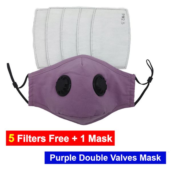 

5 pcs activated carbon pm2.5 with filters one cotton colorful face mask valve dhl ing