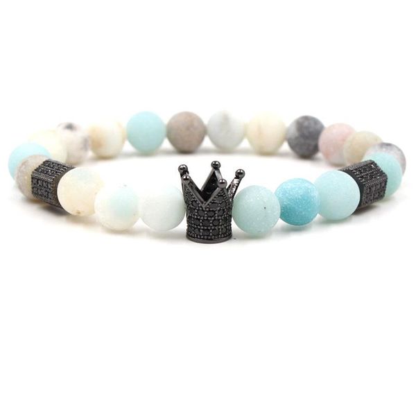 

stone bead bracelet lava weathered agate malachite tiger eye stone bracelet gentle crown zircon bracelet, Golden;silver