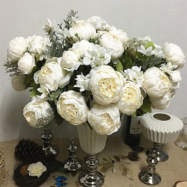 

decorative flowers & wreaths simulation peony bunch artificial for home table wedding decoration flores artificiales silk white peonies fake