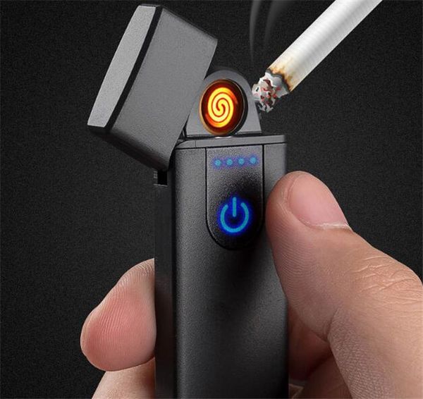 Criatividade mais leve novidade sensor elétrico sensor isqueiro sensor de impressão digital USB recarregável portátil impermeável isqueiros acessórios para fumar