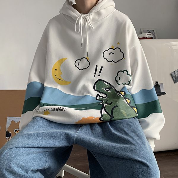 

2020 men pullover cartoon loose hoodie warm winter long sleeve sweatshirt all school hip hop match street travel casual new wear dkrgu
