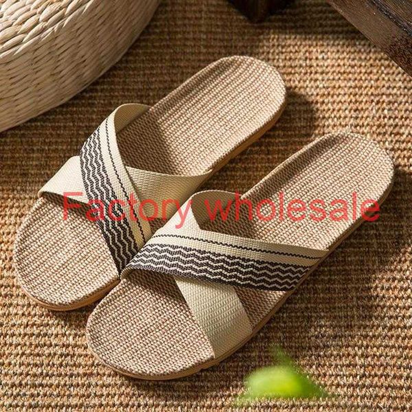 

non-slip flat beach flip flops men shoes new arrival summer slippers home couple indoor slippers linen cross daily, Black