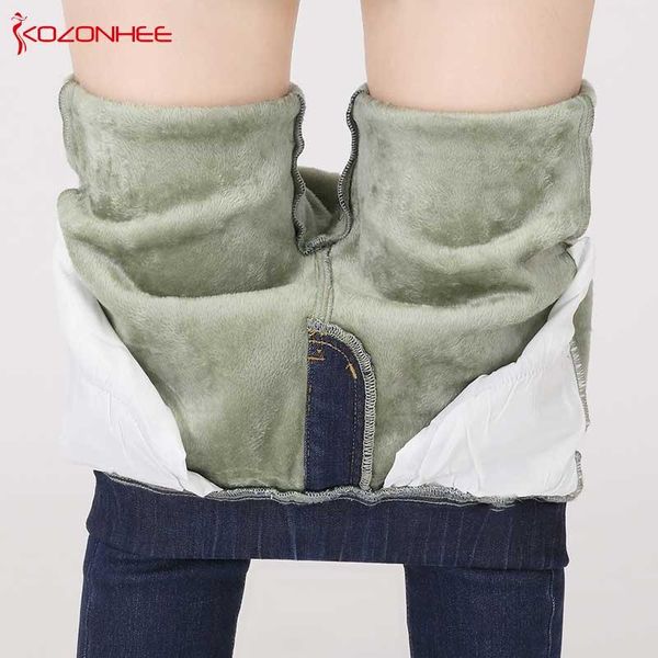 

women's jeans cashmere plant velvet stretching winter warm with high waist black skinny female elasticity women's/97, Blue