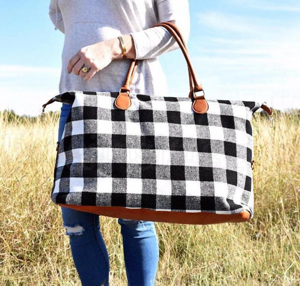 

buffalo check handbag red black plaid bags large capacity travel tote with pu handle storage mater wmtxqn comb2010