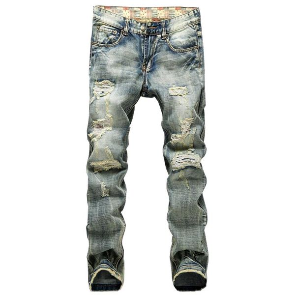 

men's jeans fashion 2021 men runway slim racer biker hiphop skinny pleated and hole for mz213, Blue