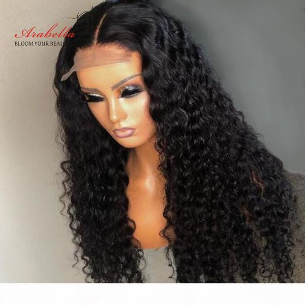 

arabella wig deep wave lace closure wig natural hair line with baby hair around remy closure deep curly lace front, Black;brown