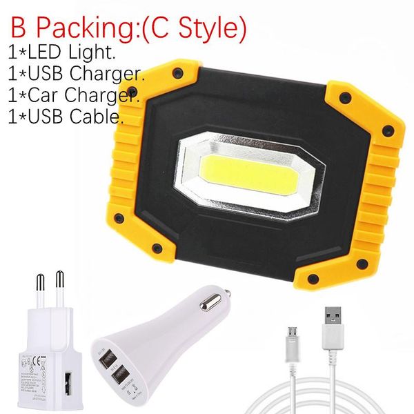 

40w led портативный прожектор cob светодиодный свет работы usb перезаряжаемые открытый факел для охоты палатки кемпинга фонарь фонарь bbypou