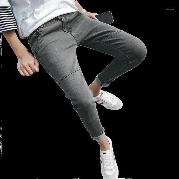 

fashion casual men jeans thin spring autumn straight slim fit blue black jean stretch pants trousers for young man1