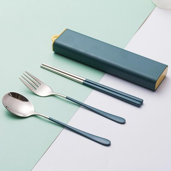 

portable travel tableware set 304 stainless steel spoon and fork set nordic style flatware with box dinner tools for kid school h bbyjfd