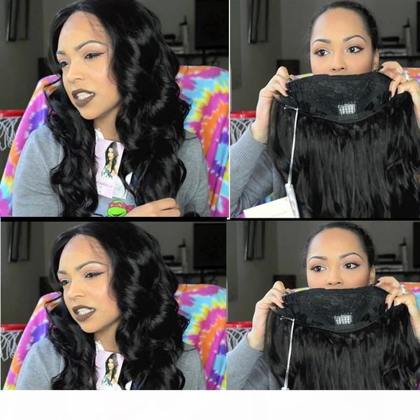 

long full lace human hair wigs with bangs brazilian body wave glueless human hair lace front wig with baby hair, Black;brown