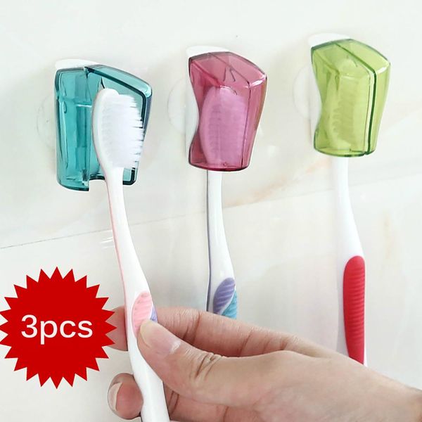 

3pcs set pratical toothbrush holder suction cup home bathroom wall mount racks cover storage drop shipping bbyuxc lipper