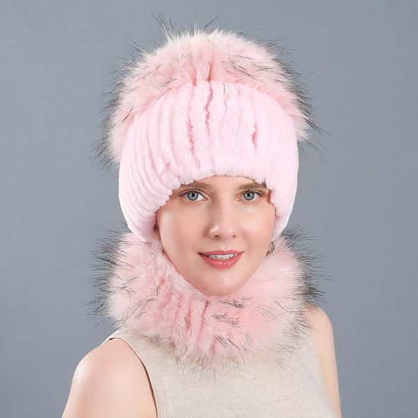 

new ladies real rex fur ear protection high imitation fur fashion warm dome hat scarf set, Blue;gray