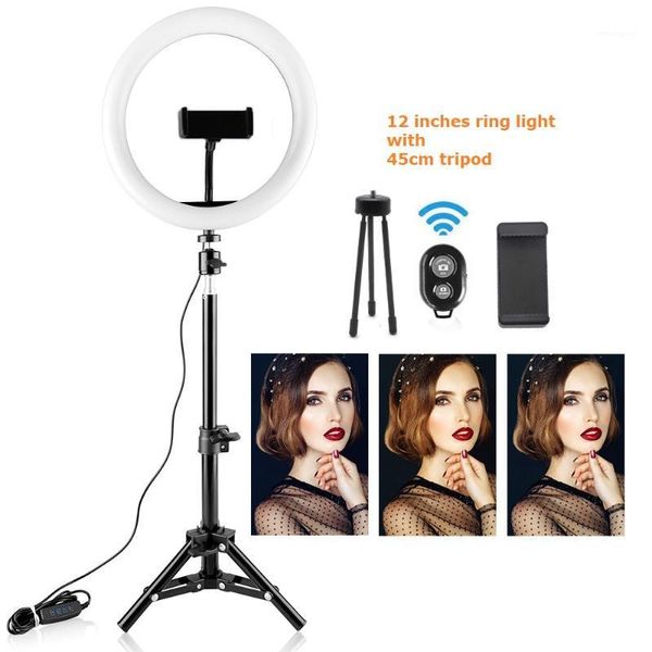 

flash heads 12inch ring light 30cm selfie lamp usb pography with 45cm tripod phone holder remote control for youtube makeup beauty1
