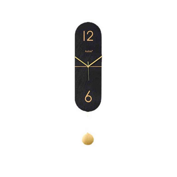 Bateria Quarto Relógios de Parede Big Números Pretos Pendulum Relógios De Parede Design Minimalista Horloge Mure House Acessórios OC50GZ H1230