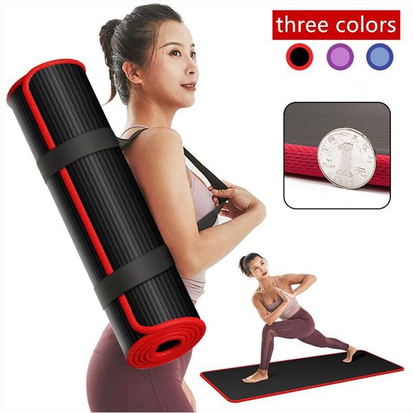 

10mm extra thick 183cmx61cm nrb non-slip yoga mats for fitness tasteless pilates gym exercise pads with bandages