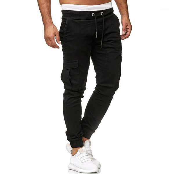 

trousers men sweatpants slacks casual elastic solid with pockets trousers cargo pants men leggings#guahao1, Black