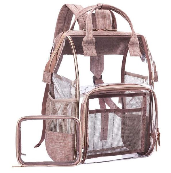 

girl pvc transparent large capacity multifunction school bag 4colors women waterproof travel backpack bag