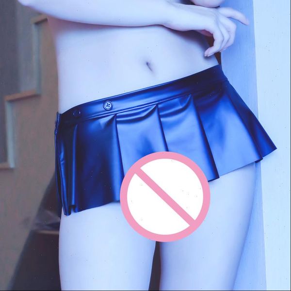 

women pu faux leather micro mini skirt tight pleated skirt wet look club ds dance wear short skirt fantasy erotic, Black