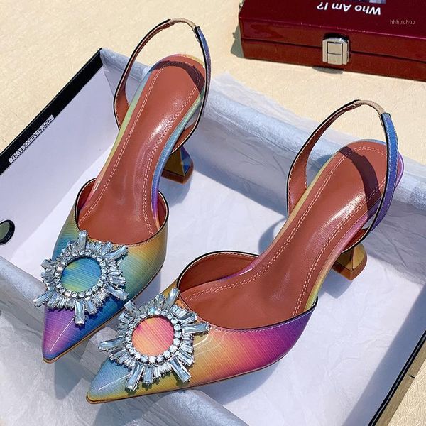 

summer women 8cm high heels slingback strap crystal sandals colors rainbow stable heels sandles lady plus size party shoes1, Black