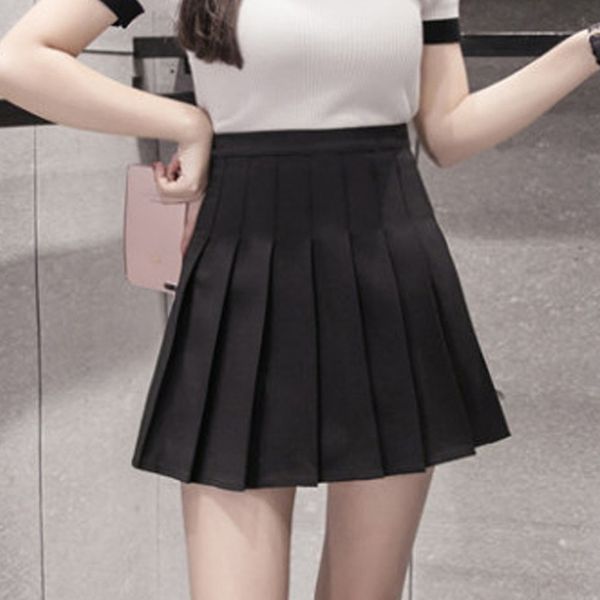 

sweet pleated skirt women preppy style mini high waist skirt girls vintage black white cute school uniforms streetwear skirt y1214