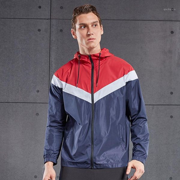 

running jackets jacket men sports coat fitness vansydical long sleeve hooded zipper hiking sweatshirts male gym hoodiestraining jackets1, Black;red