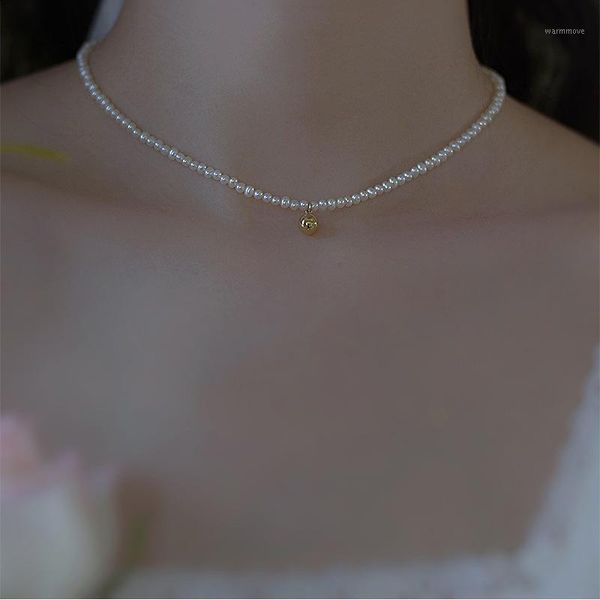 

vintage gold beads charm pearl choker natural freshwater pearl 925 sterling silver choker necklaces for women necklace1, Golden;silver