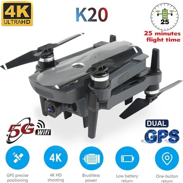 LSRC GPS Drone K20 5G HD 4K câmera profissional 1800m Transmissão de imagem dobrável Motor Dobrável Quadcopter RC Dom Dom
