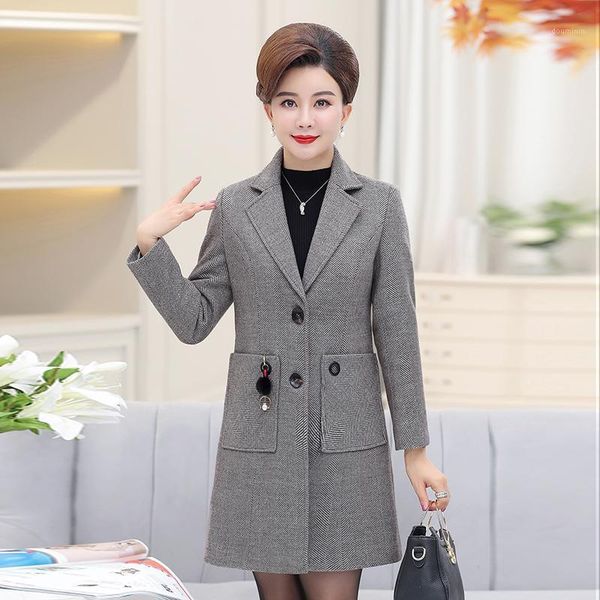 

autumn winter long woolen coat women new single-breasted wool coat fashion plus size wool jacket ladies coats 5xl1, Black