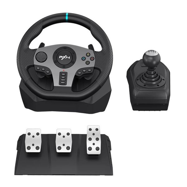 

pxn-v9 gaming steering wheel pedal vibration racing wheel 900 rotation game controller for xbox one 360 pc ps 3 4 for nintendo switch