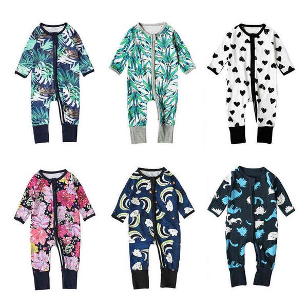 

0-3t newborn kid baby boys girls clothes autumn winter print romper cute sweet long sleeve romper zipper fashion body outfit g1221, Blue