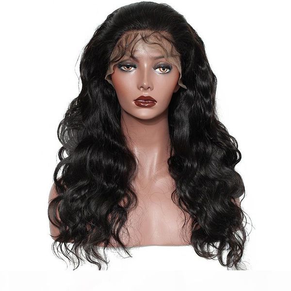 

360 lace frontal wig 150% density brazilian body wave lace front human hair wigs pre plucked with baby hair dolago remy, Black
