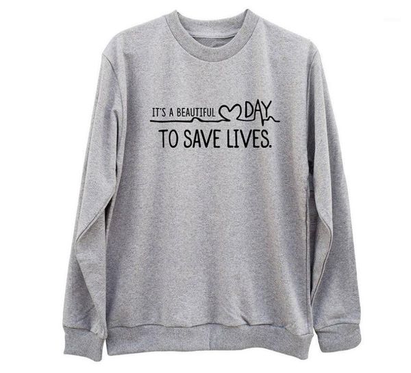 

its a beautiful day to save lives "greys anatomy sweatshirt womens long sleeve shirt tumblr college crewneck pink hoodies1, Black