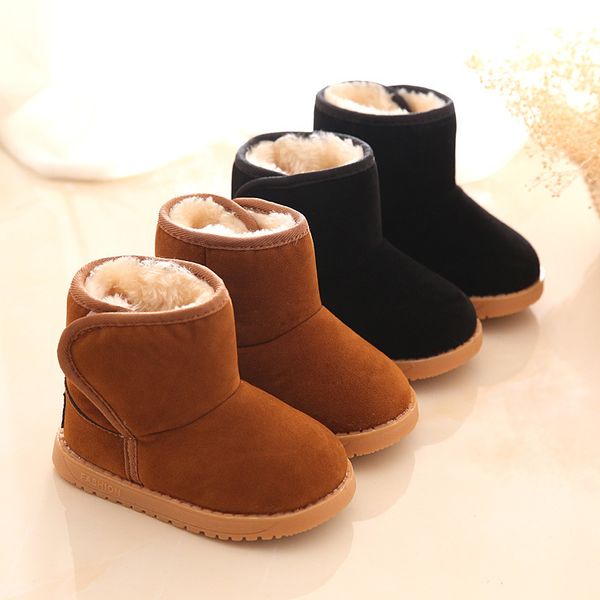 

new plush warm baby toddler fashion children snow for boys girls winter shoes 1-3 year old kids ankle boots, Black;red