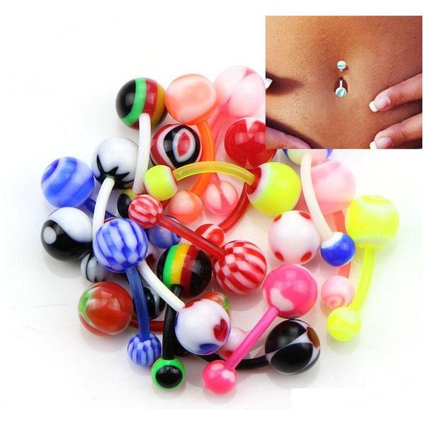 

colorful 20pcs mix color sile belly piercing navel flexible bar navel piercing piercing nombril stu jllrrw yy_dhhome, Silver