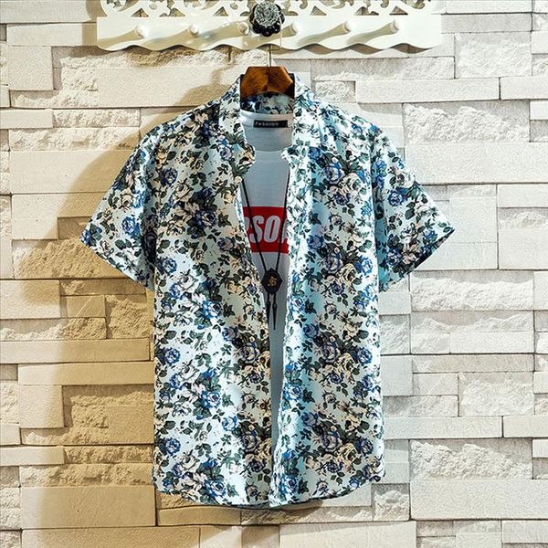 

mens summer shirts casual blouse fashion short sleeve beach loose hawaiian shirt males social shirts, White;black
