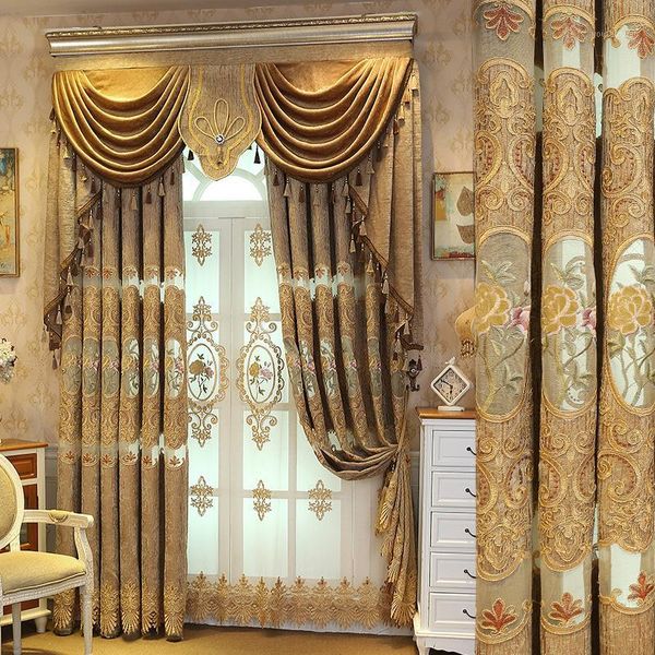 

curtain & drapes custom curtains european livingroom hollow chenille jacquard embroidered bedroom blackout tulle valance drape m6961