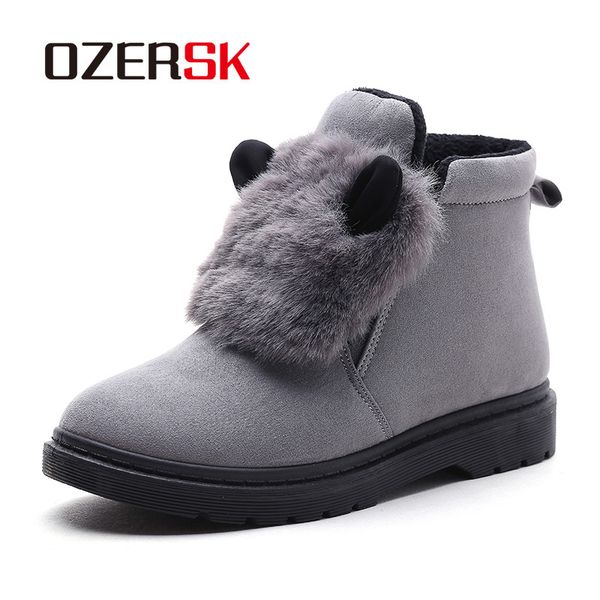 

ozersk brand new arrivals woman boots fashion pu leather snow boots working fashion casual woman shoes keep warm winter shoes, Black