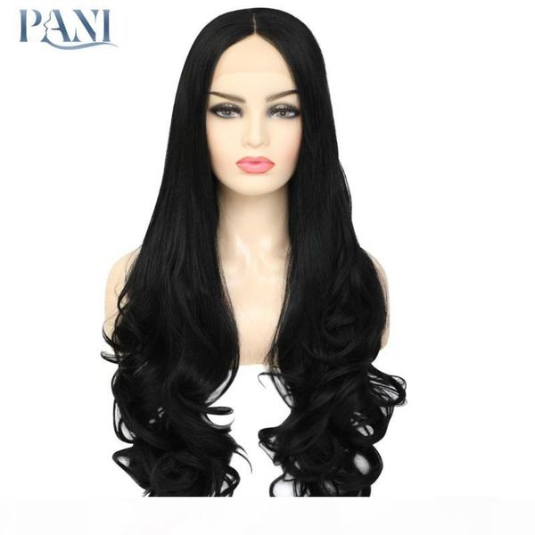 

пани 24 дюймов тела парики шнурка для женщин синтетический фронта шнурка парики из натуральных волос включают парик cap 24 дюймов в длину, Black